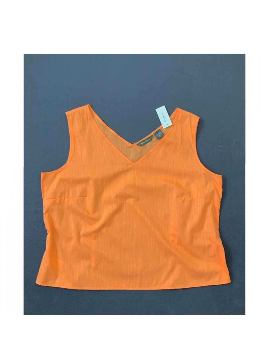 2000s Eddie Bauer bright orange sleeveless v-neck top
